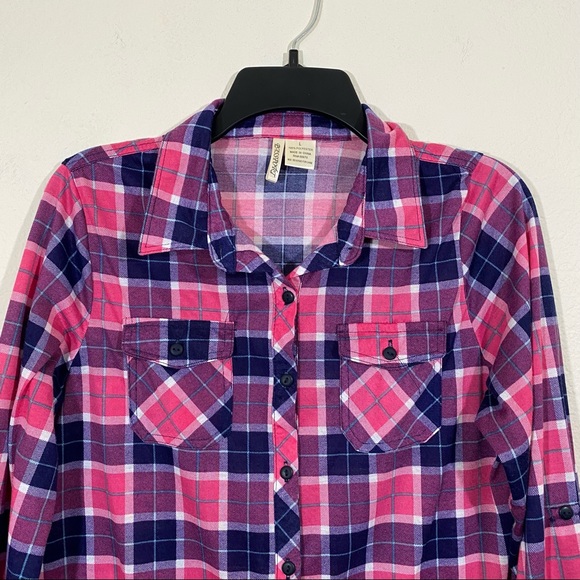 Passport sz:L Pink Plaid Button Down Top Long Sleeve - Picture 3 of 14